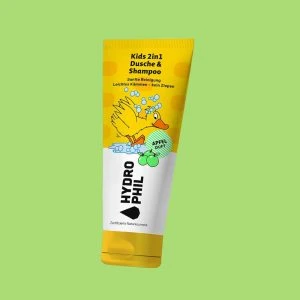 Hydrophil Kids Dusche & Shampoo Ente Apfelduft grüner Hintergrund