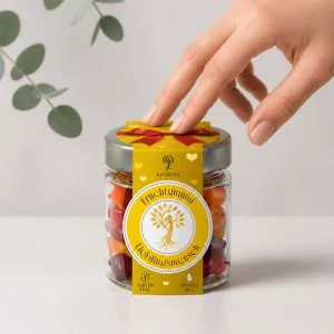 NATURFEH Geschenkglas Fruchtgummi Lieblingsmensch Visual mit Hand