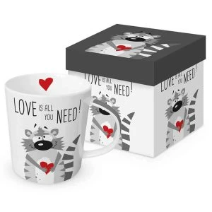 ppd Tasse in Geschenkverpackung Need Love Racoon