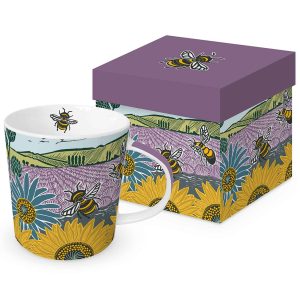 ppd Tasse Lavendel Sonnenblumen in Geschenkbox