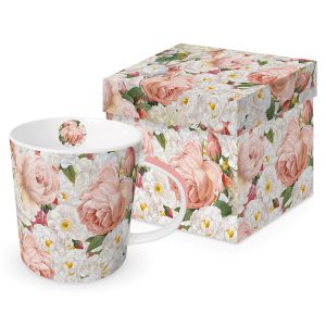ppd Tasse in Geschenkverpackung Armonia – Tasse mit Rosen- und Pfingstrosen-Blumenmuster samt passender floraler Geschenkbox