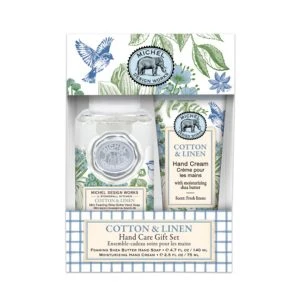 Michel Design Works Cotton & Linen Handpflege-Set mit Handcreme und Seife, frischer Leinen-Duft, Geschenkbox