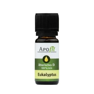 APOfit Ätherisches Öl Eukalyptus – braunes Fläschchen mit APOfit-Logo und Aufschrift „Ätherisches Öl 100% rein – Eukalyptus" vor weißem Hintergrund