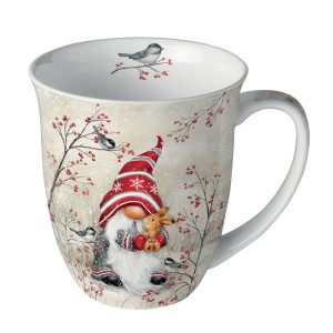 Tasse mit Wichtel und Hase von Ambiente als Weihnachtsgeschenk