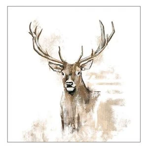 Servietten mit Hirschmotiv – Ambiente Tischdeko in Beige-Braun, 33 x 33 cm, 20 Stück