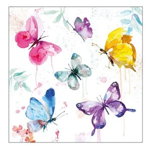 Ambiente Servietten Butterfly Collection – Serviette mit Aquarell-Schmetterlingen in Pink, Blau, Violett und Gelb