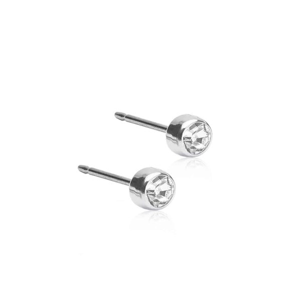 Blomdahl Ohrstecker Bezel Silber Titan 5mm