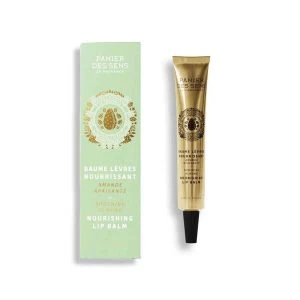 Panier des Sens Lippenbalsam Nährende Mandel 15 ml – grüne Verpackung neben goldener Tube mit Aufschrift „Baume Lèvres Nourrissant Amande Apaisante Soothing Almond Nourishing Lip Balm"