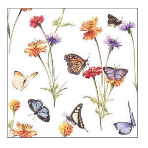 Ambiente Servietten Butterfly Garden 20 Stück – Serviette mit bunten Schmetterlingen zwischen Blumen