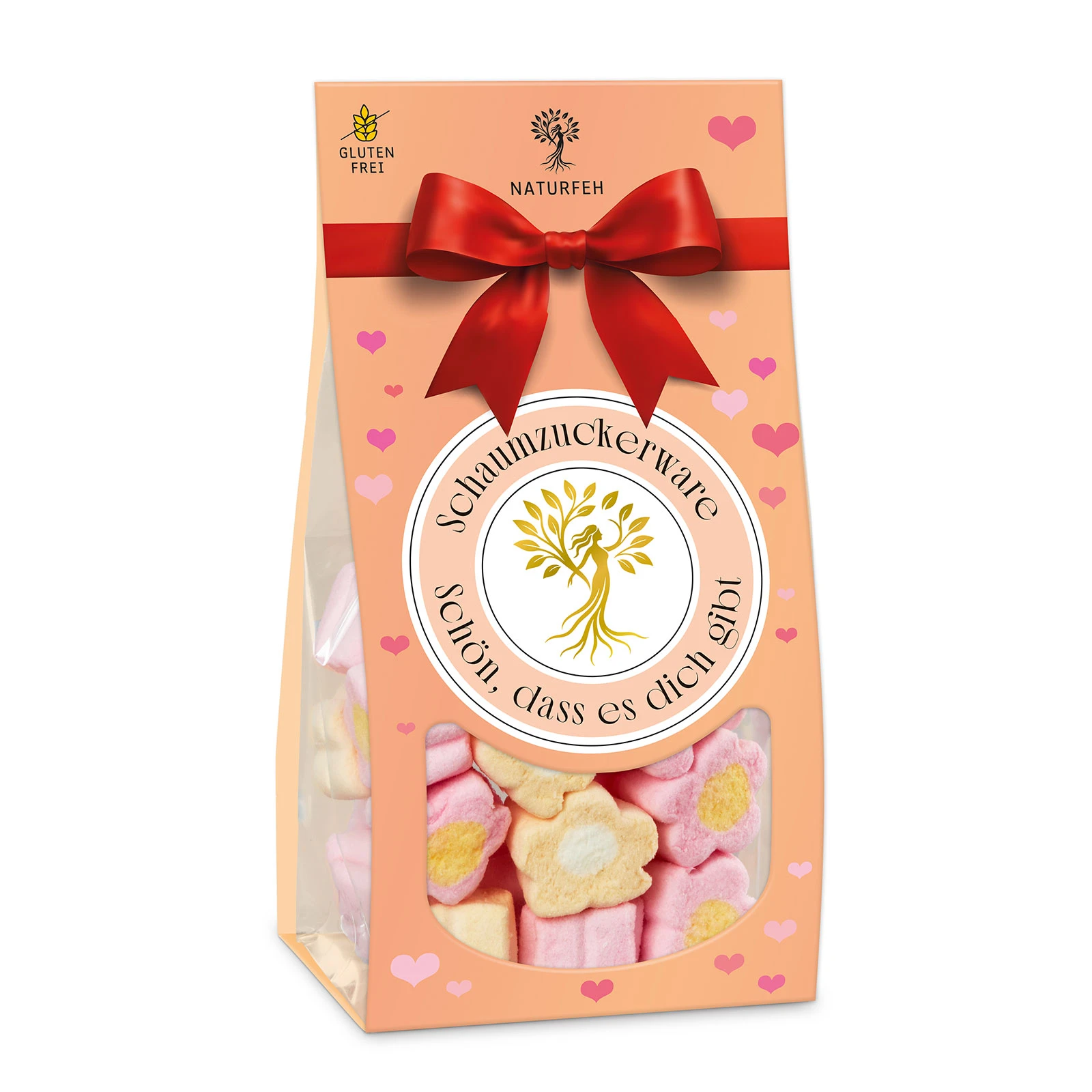 NATURFEH Marshmallow Blumen mit Botschaft "Schön, dass es dich gibt"