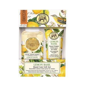 Michel Design Works Lemon Basil Handpflege-Set mit Handcreme und Seife, frischer Zitronen-Basilikum-Duft, Geschenkbox