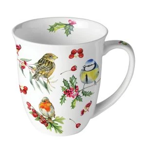 Ambiente Jumbo Tasse Birds in Winter – Porzellantasse mit winterlichen Vögeln