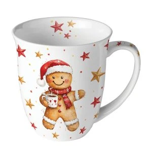 Ambiente Jumbo Tasse Cocoa and Cookie mit Lebkuchenmann-Motiv